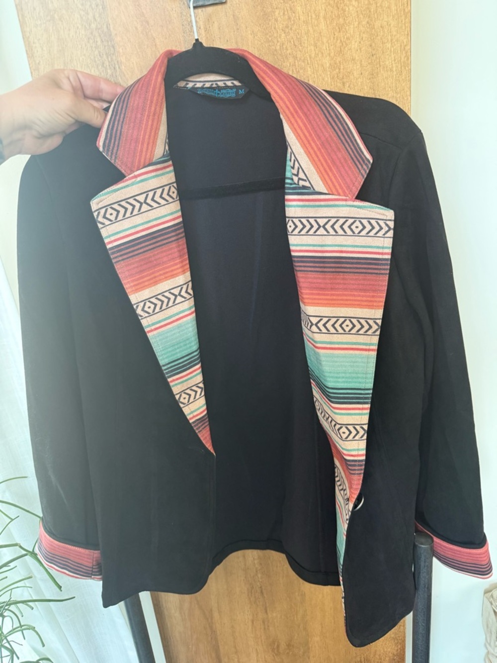 Black Blazer with Colorful Southwestern Trim